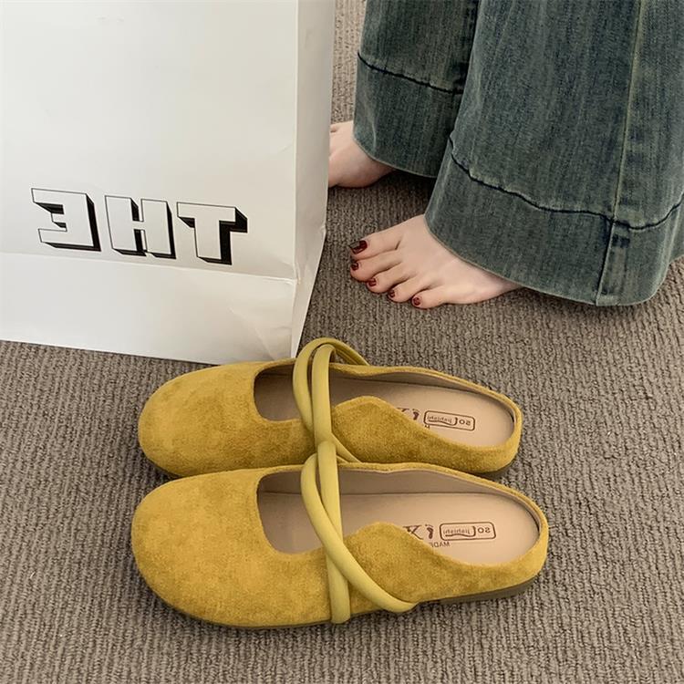 Scarpe basse da donna Mary Jane in camoscio, modello slip-on.
