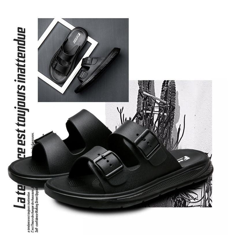 Men's Double Strap Buckle Slide Sandals