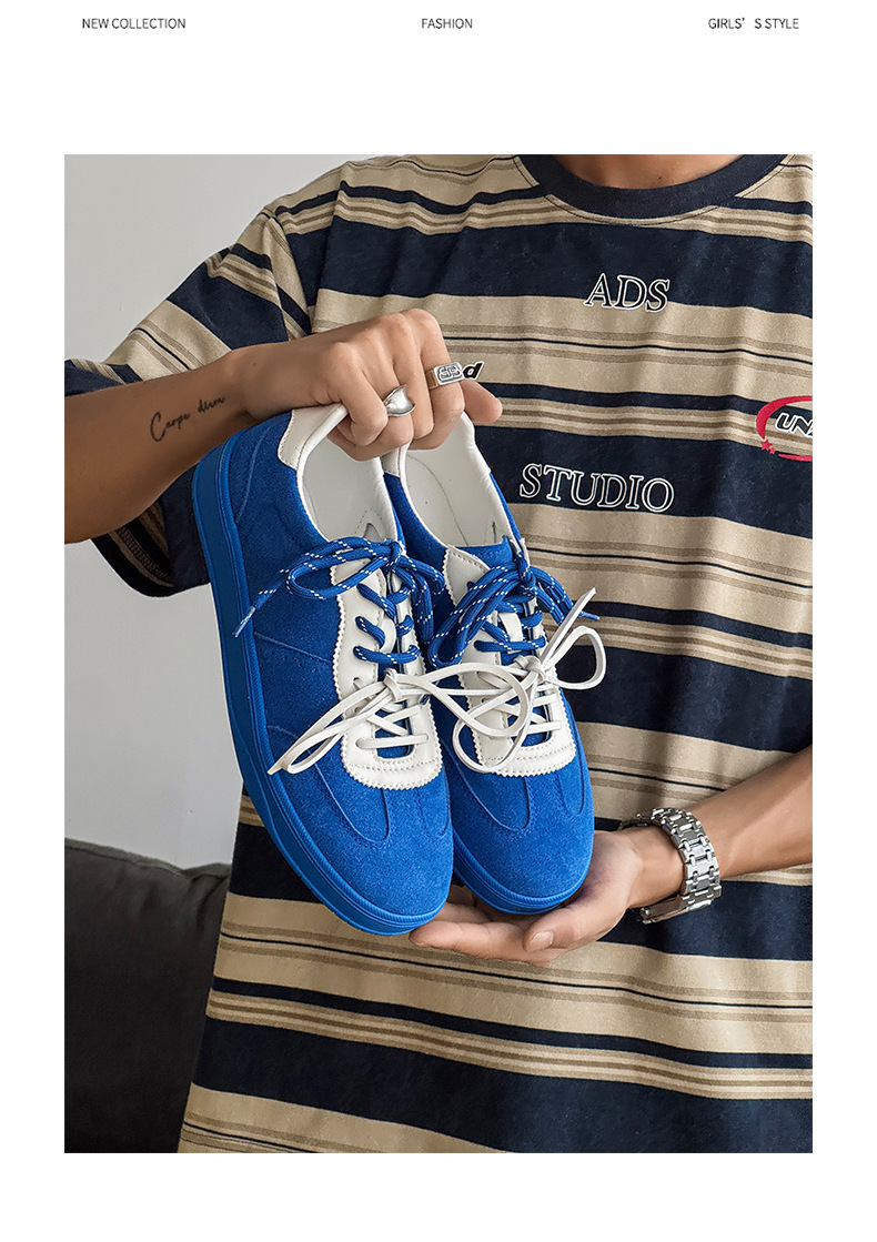 Men's Retro Suede Casual Sneakers with Double Laces