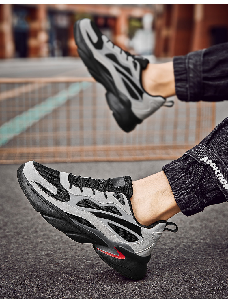 Klobige Herren-Sneaker aus Mesh, sportliche Freizeitschuhe