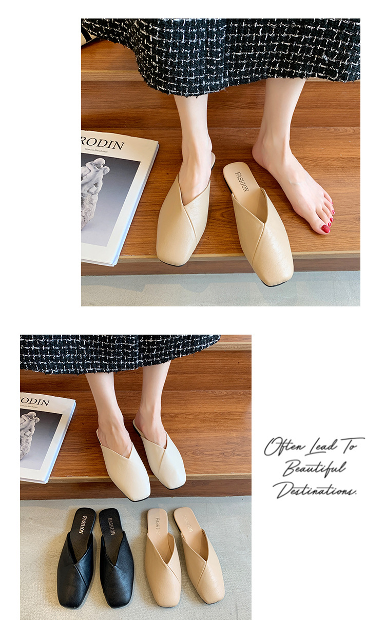 Ciabatte basse minimaliste da donna con punta quadrata