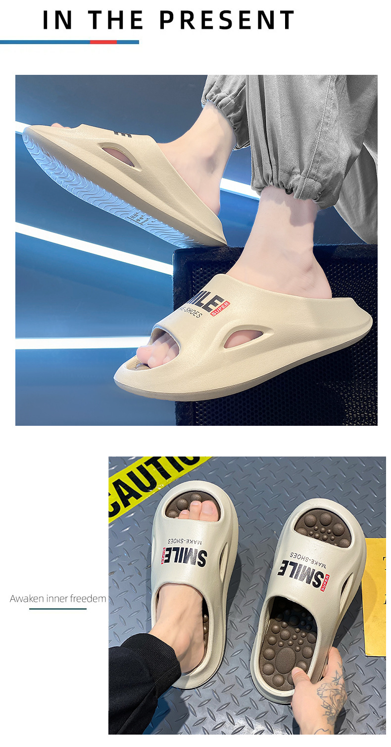 Unisex Thick Sole Massage Slippers Open Toe Slides