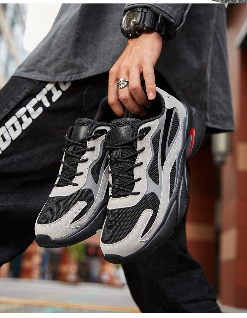 Klobige Herren-Sneaker aus Mesh, sportliche Freizeitschuhe