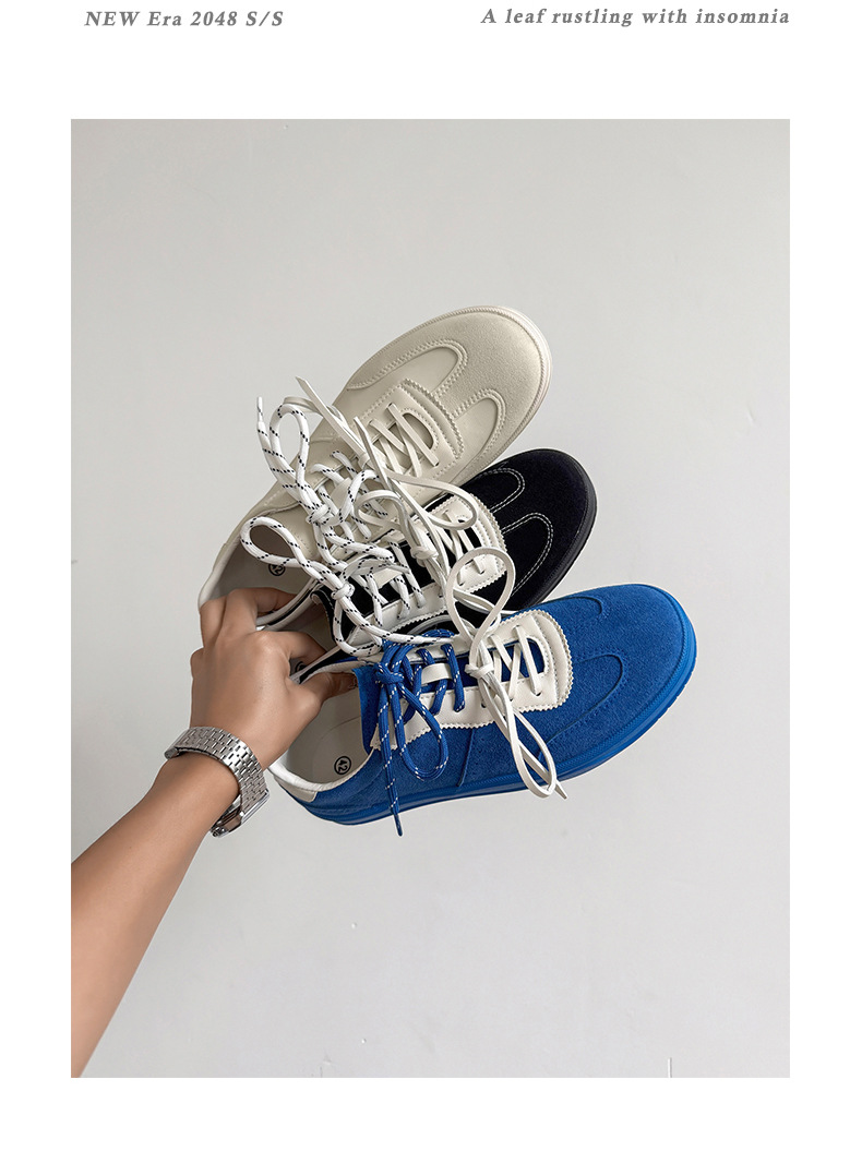 Men's Retro Suede Casual Sneakers with Double Laces