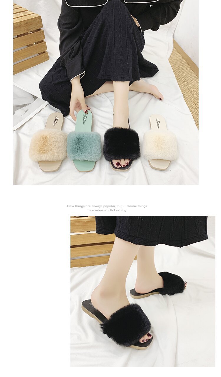 Pantuflas de mujer con suave pelo sintético