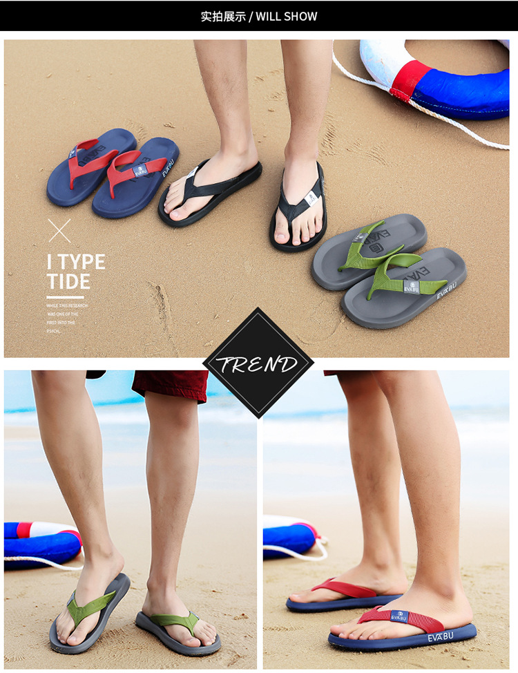 Men's Lightweight Beach Flip Flops Sporty Thong Sandals