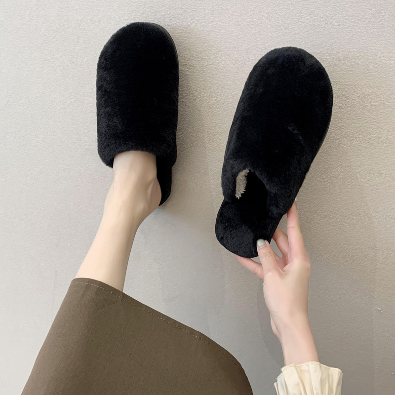 Zachte pluche pantoffels van imitatiebont voor dames 3
