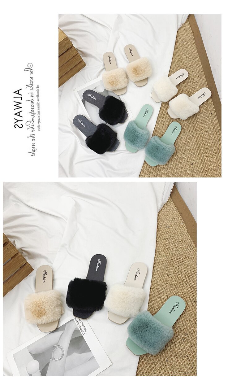 Pantuflas de mujer con suave pelo sintético