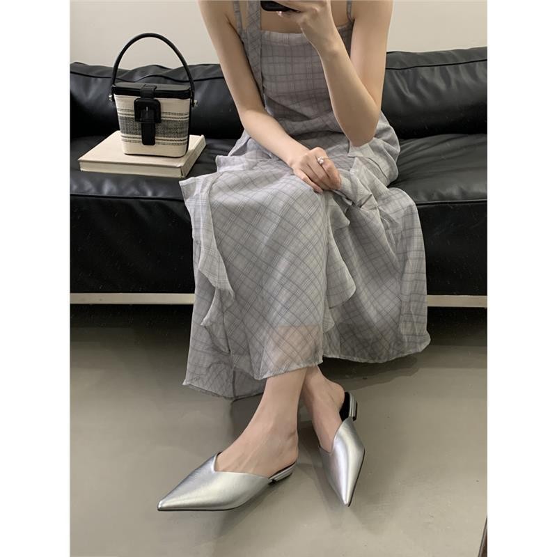 Mules planas de punta para mujer - Elegantes mocasines sin talón 5
