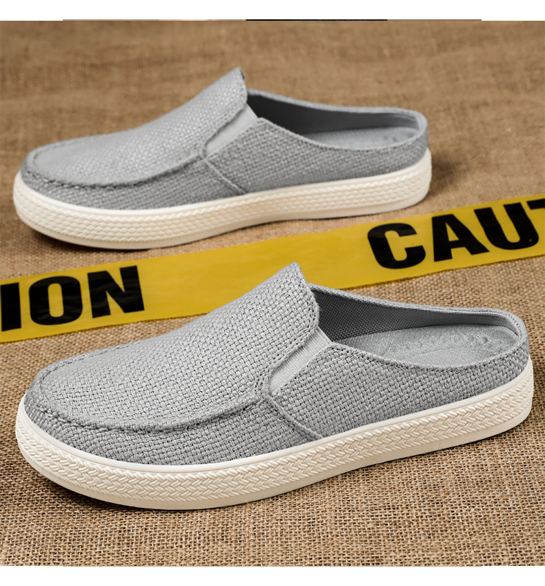 Men's Casual Slip-On Mules Backless Canvas Loafers