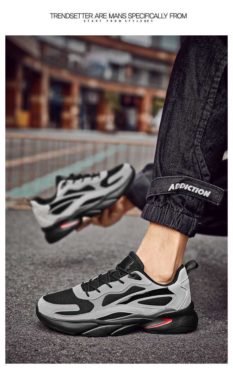 Klobige Herren-Sneaker aus Mesh, sportliche Freizeitschuhe