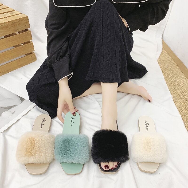 Pantuflas de mujer con suave pelo sintético 5