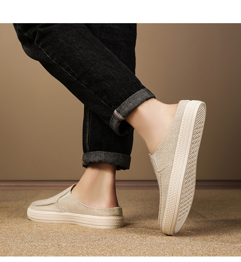 Men's Casual Slip-On Mules Backless Canvas Loafers