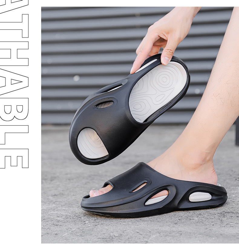 Men's Sporty Foam Slide Slippers with Contrast Sole