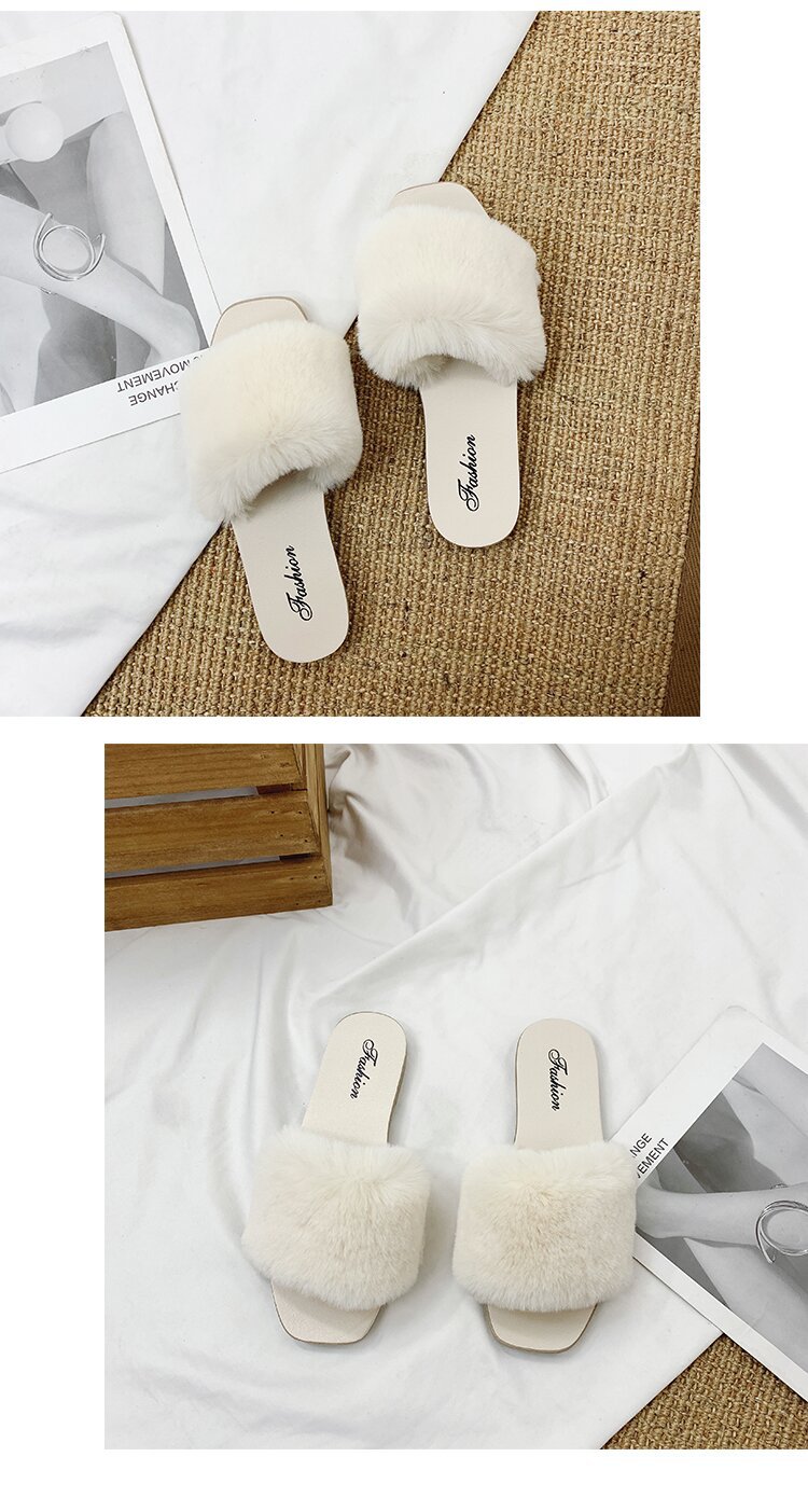 Pantuflas de mujer con suave pelo sintético