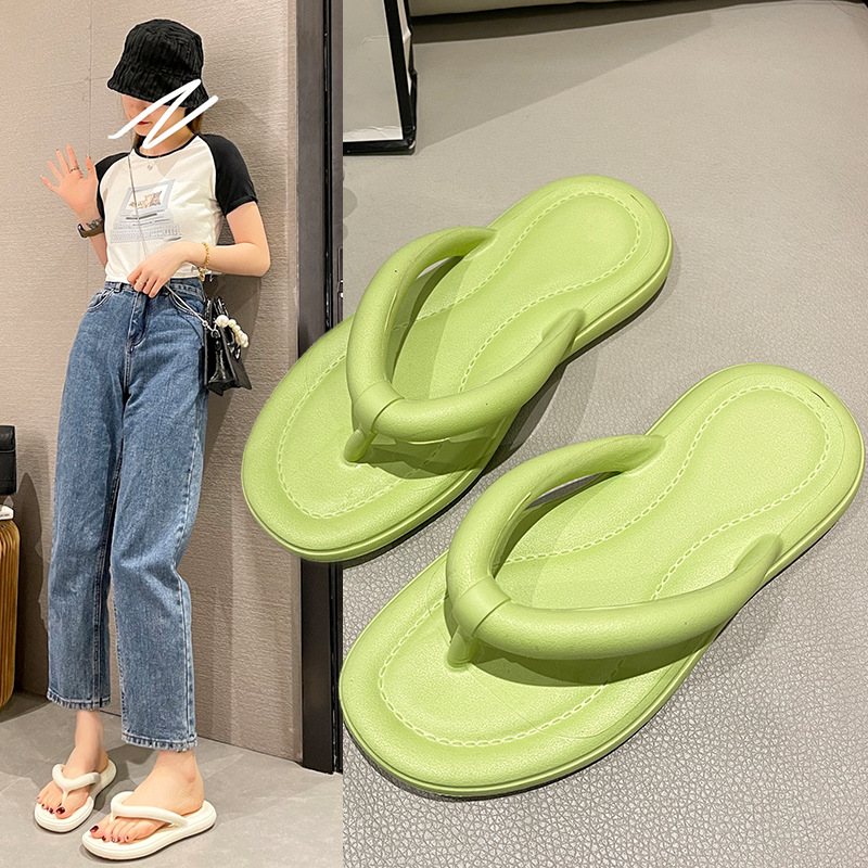 Women's Puffy Strap Flip Flops Minimalist Flat Sandals