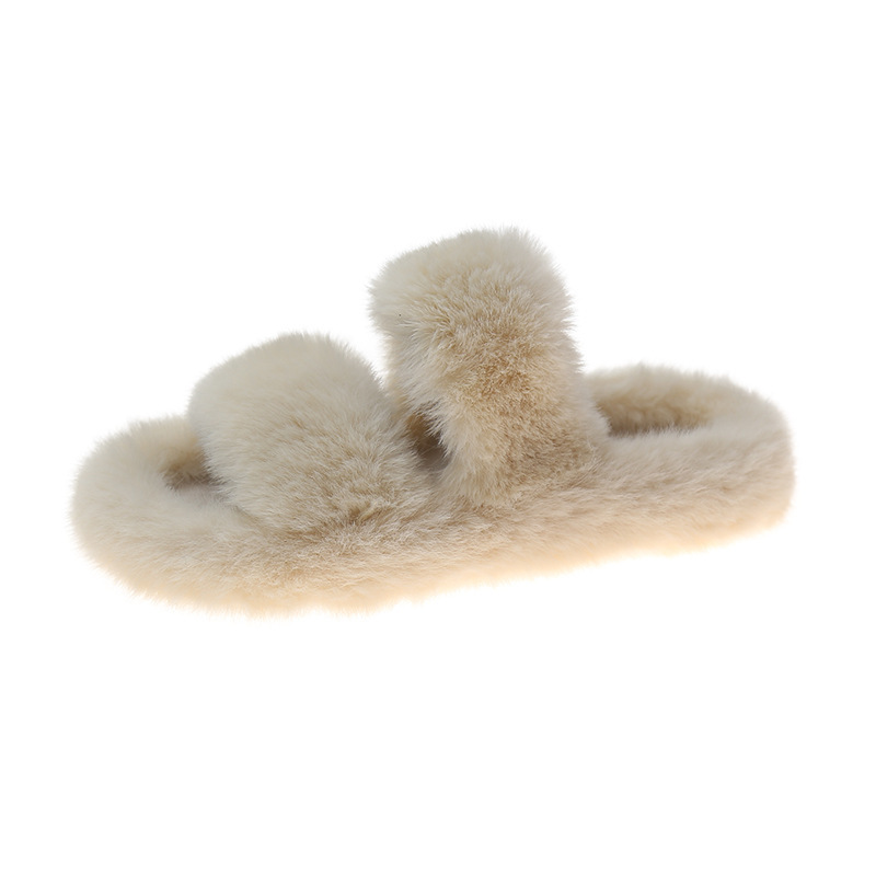 Pantuflas de mujer con doble tira y suave piel sintética.