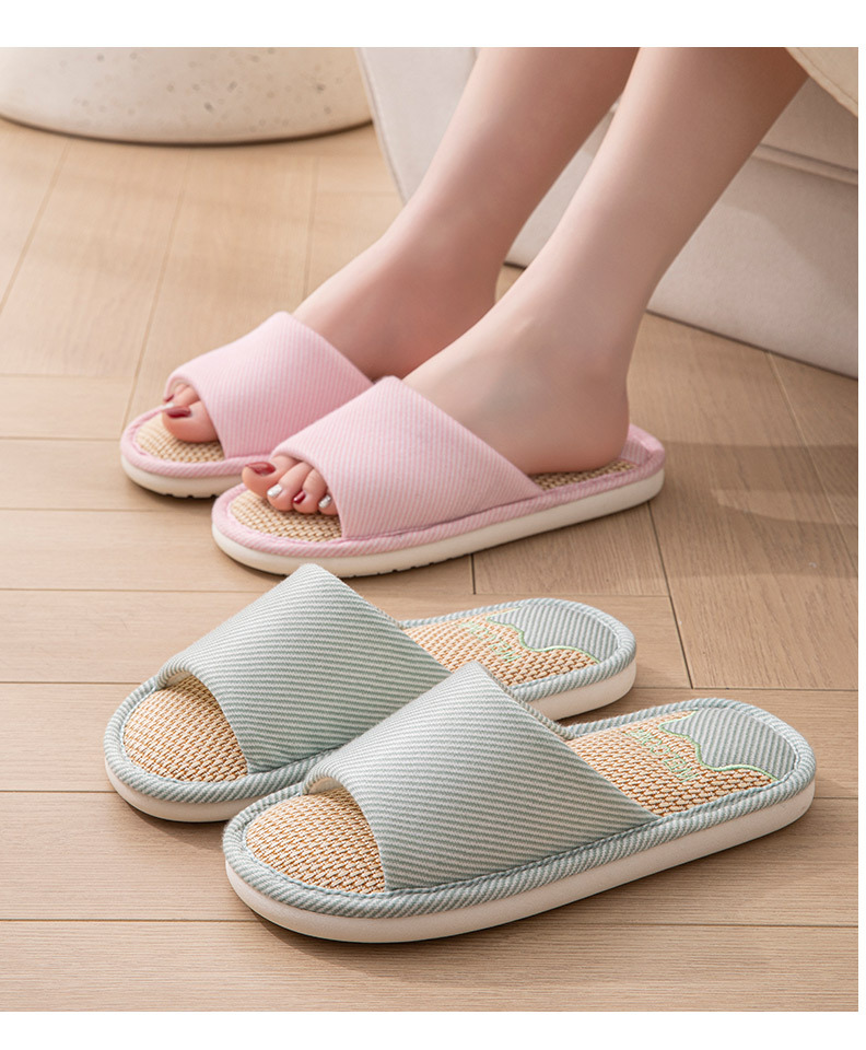 Pantuflas de interior transpirables de lino a rayas