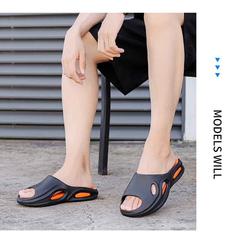 Men's Sporty Foam Slide Slippers with Contrast Sole