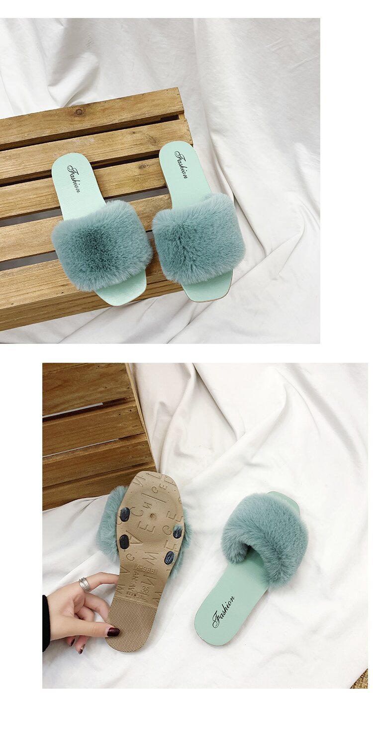Pantuflas de mujer con suave pelo sintético