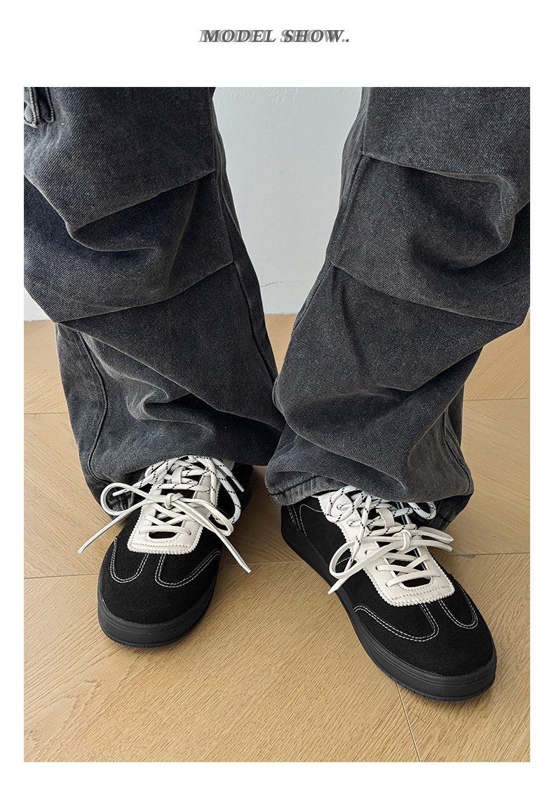 Men's Retro Suede Casual Sneakers with Double Laces