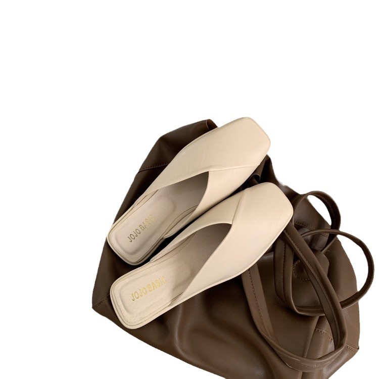 Scarpe basse da donna con punta quadrata, modello mules incrociato, modello slip-on 5