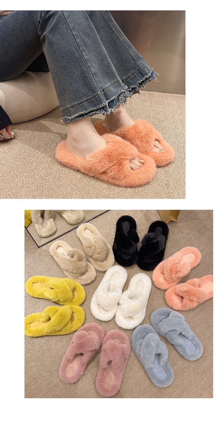 Pantuflas de mujer con tiras cruzadas y suave piel sintética.