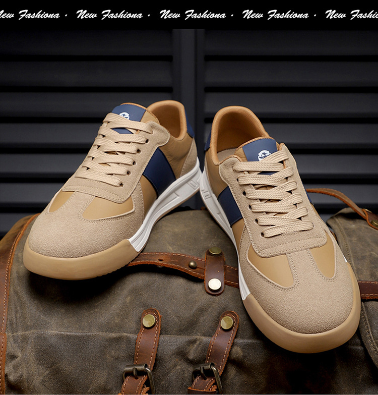 Men's Color-Block Casual Sneakers with Suede Panels