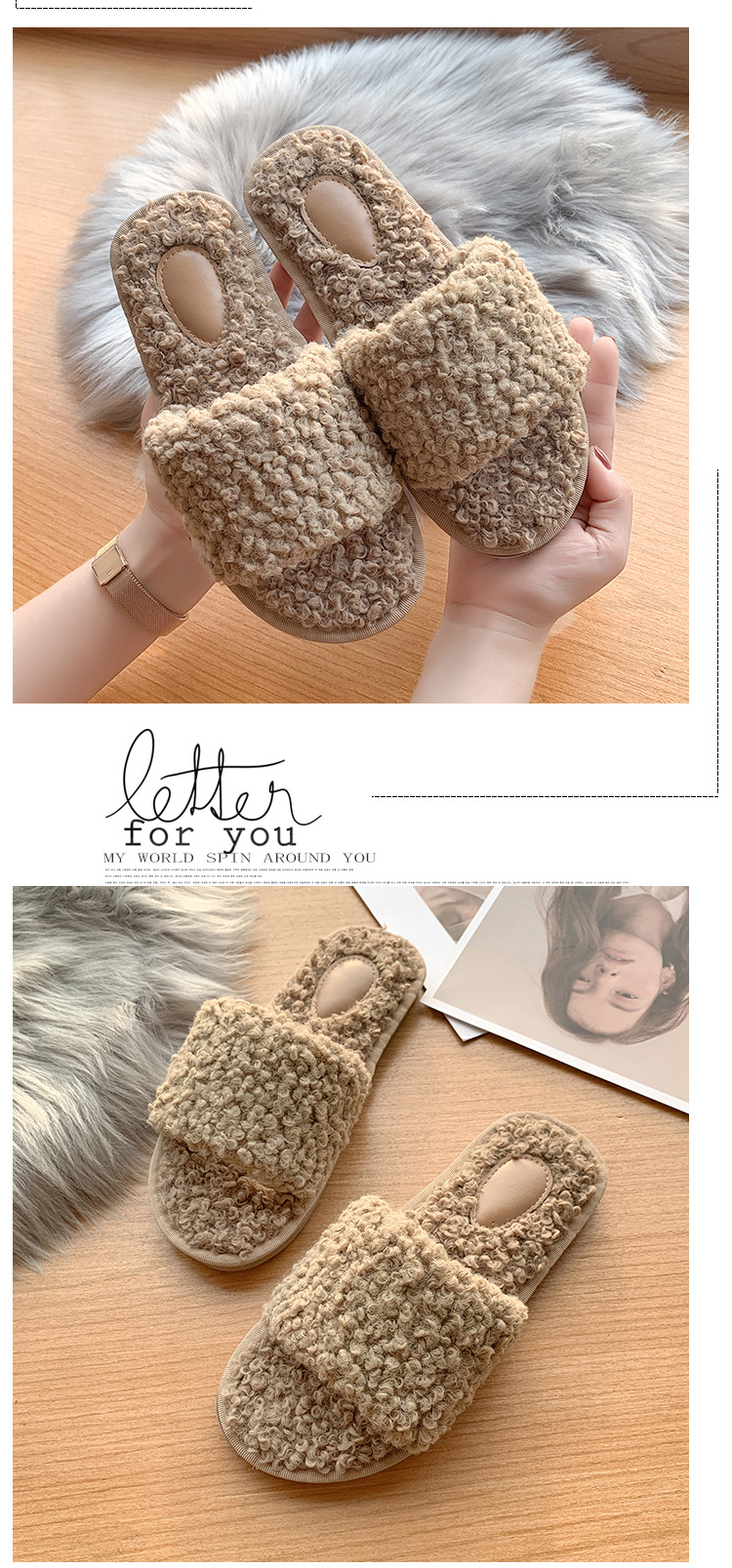 Dames slippers van pluizig teddyfleece
