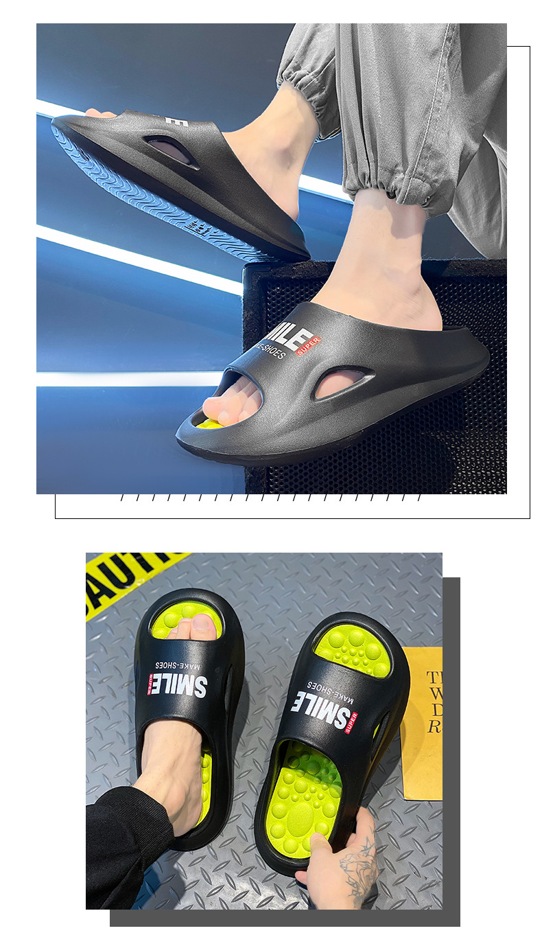 Unisex Thick Sole Massage Slippers Open Toe Slides