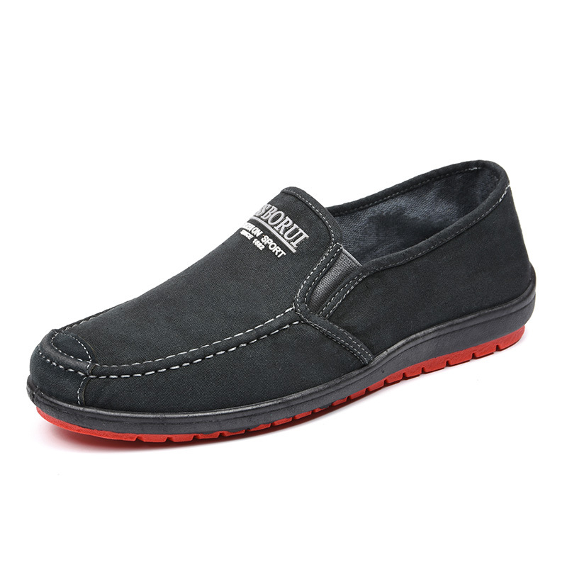 Men's Casual Canvas Slip-On Loafers with Contrast Sole