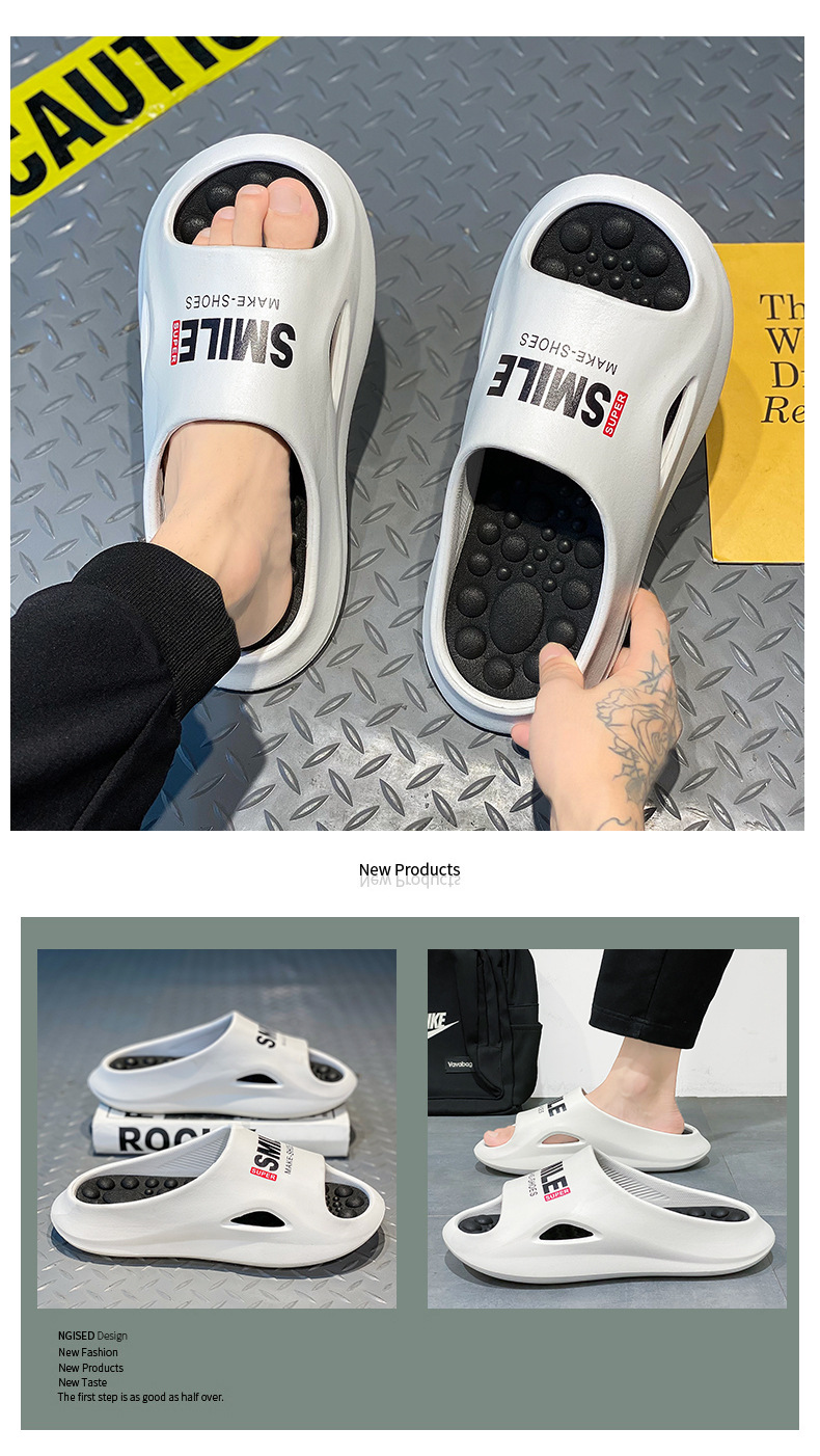 Unisex Thick Sole Massage Slippers Open Toe Slides