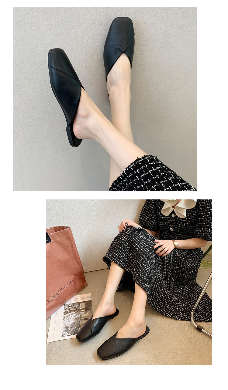 Ciabatte basse minimaliste da donna con punta quadrata