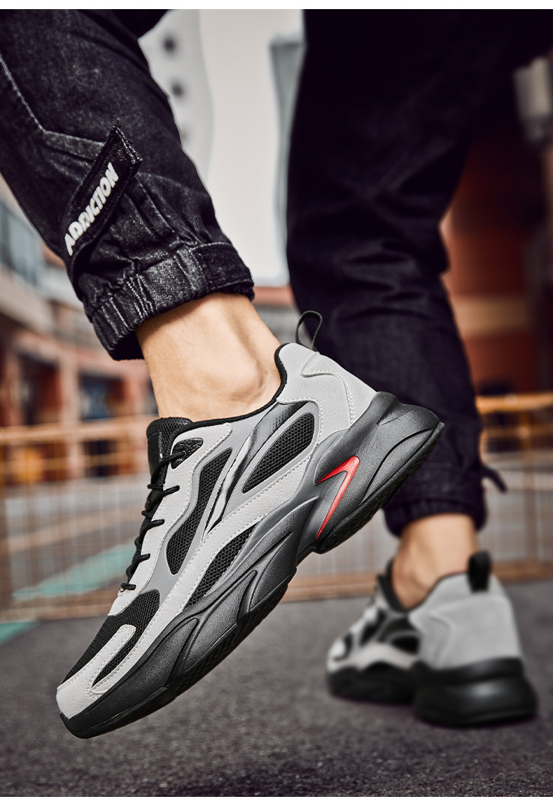 Klobige Herren-Sneaker aus Mesh, sportliche Freizeitschuhe