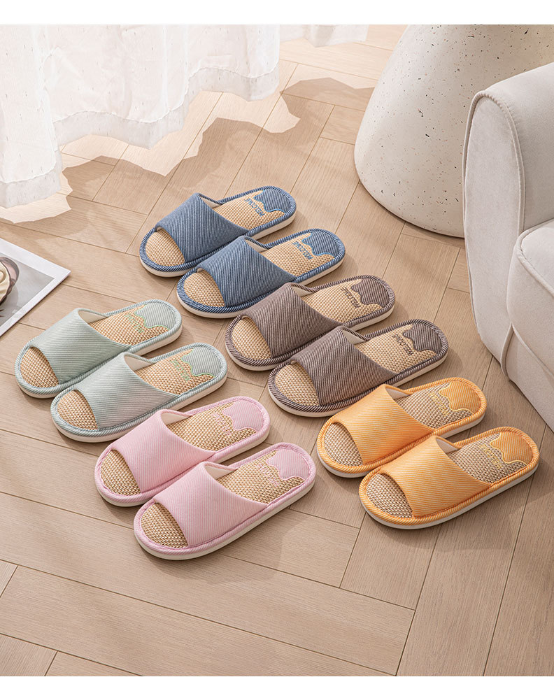 Pantuflas de interior transpirables de lino a rayas