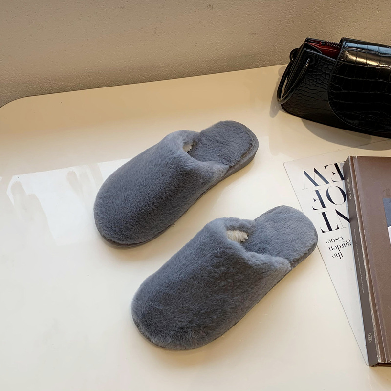 Zachte pluche pantoffels van imitatiebont voor dames 4