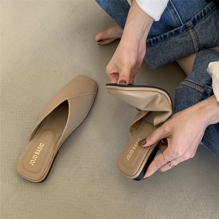 Scarpe basse da donna con punta quadrata, modello mules incrociato, modello slip-on 3