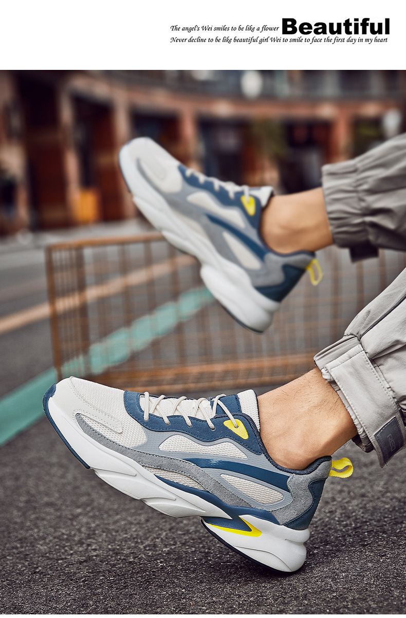 Klobige Herren-Sneaker aus Mesh, sportliche Freizeitschuhe