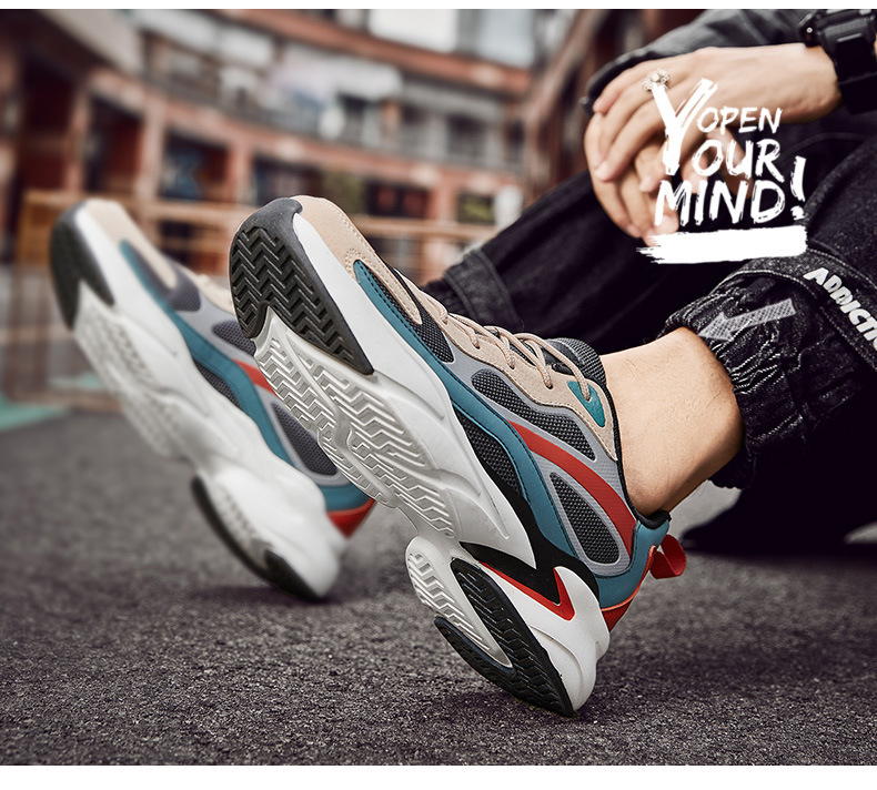 Klobige Herren-Sneaker aus Mesh, sportliche Freizeitschuhe