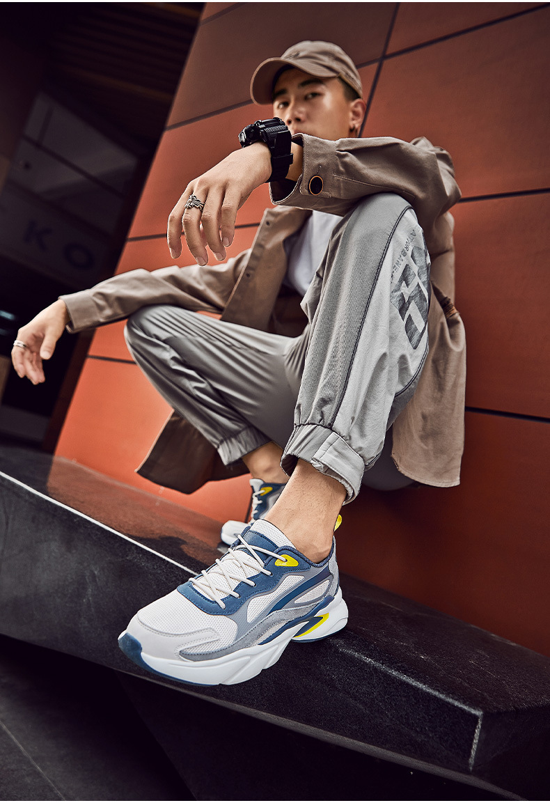 Klobige Herren-Sneaker aus Mesh, sportliche Freizeitschuhe