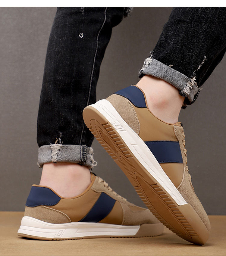 Men's Color-Block Casual Sneakers with Suede Panels