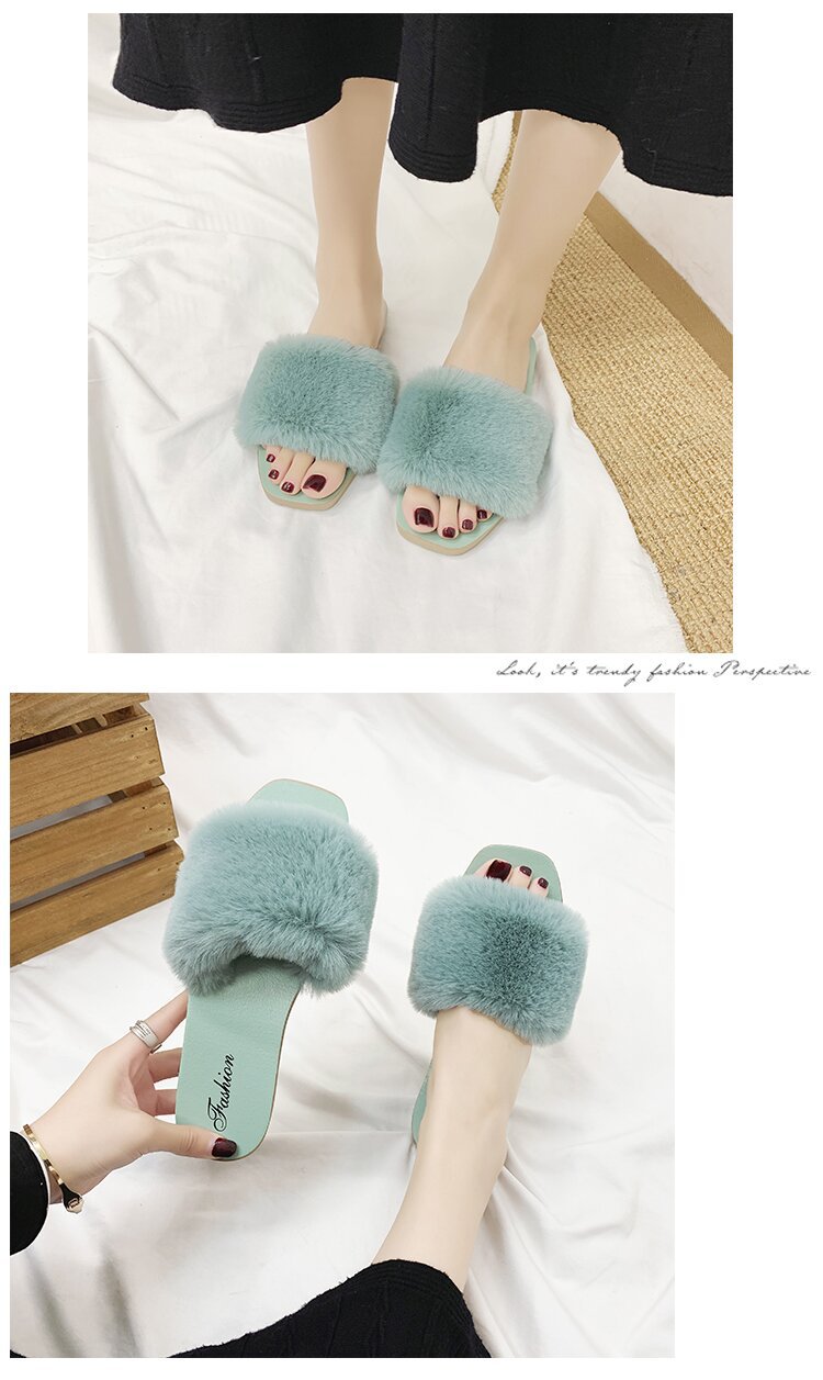 Pantuflas de mujer con suave pelo sintético