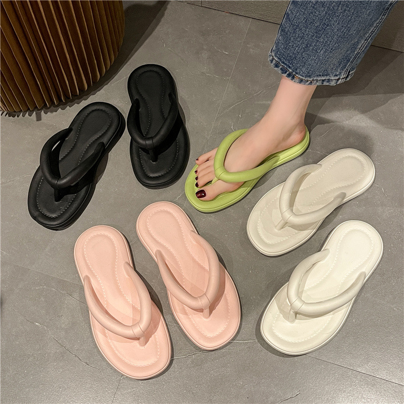 Women's Puffy Strap Flip Flops Minimalist Flat Sandals