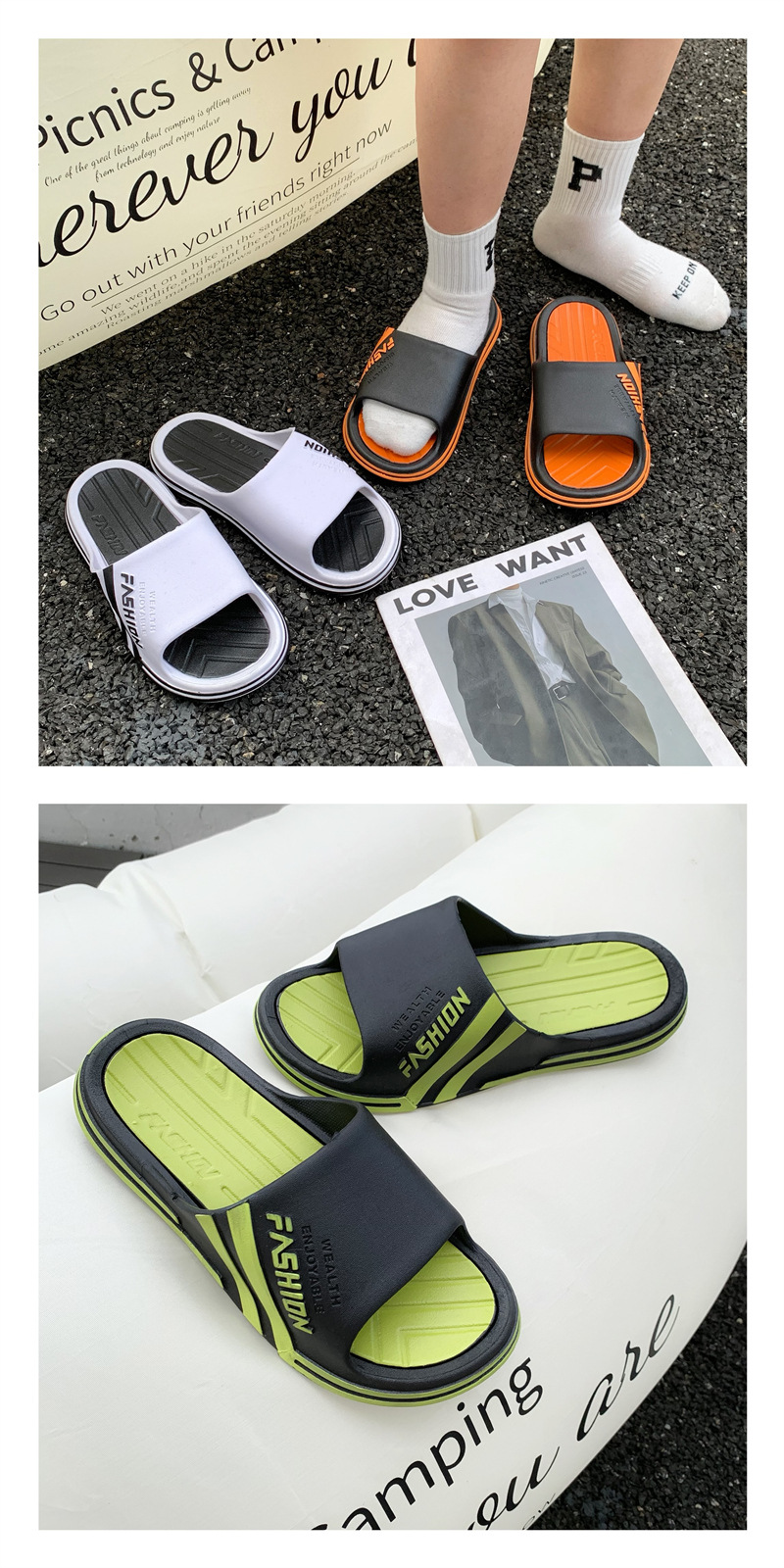 Sandales de sport unisexes à rayures contrastées