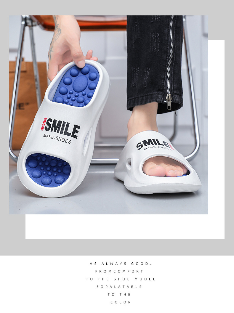 Unisex Thick Sole Massage Slippers Open Toe Slides