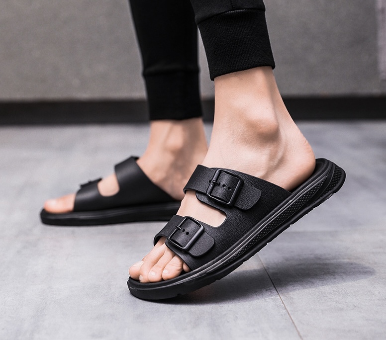 Men's Double Strap Buckle Slide Sandals