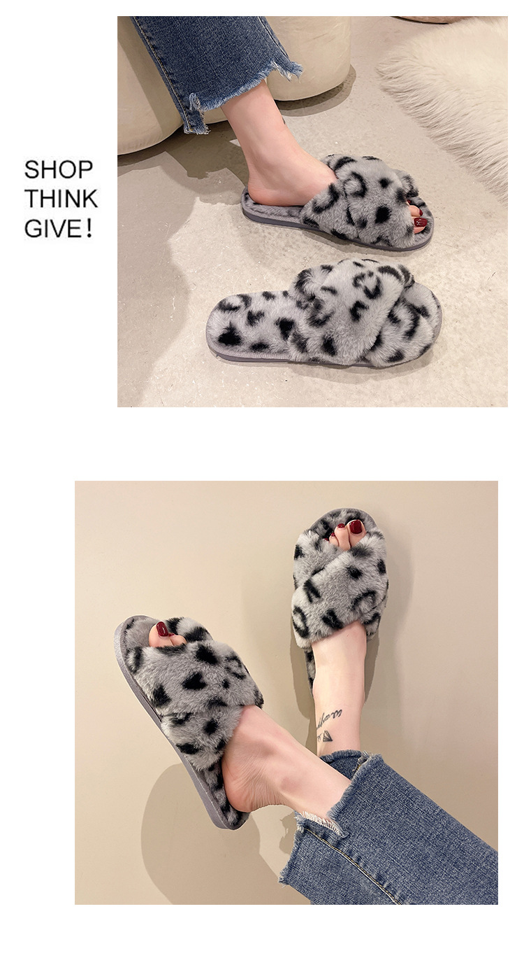 Pantofole da donna morbide con stampa leopardata e cinturino incrociato