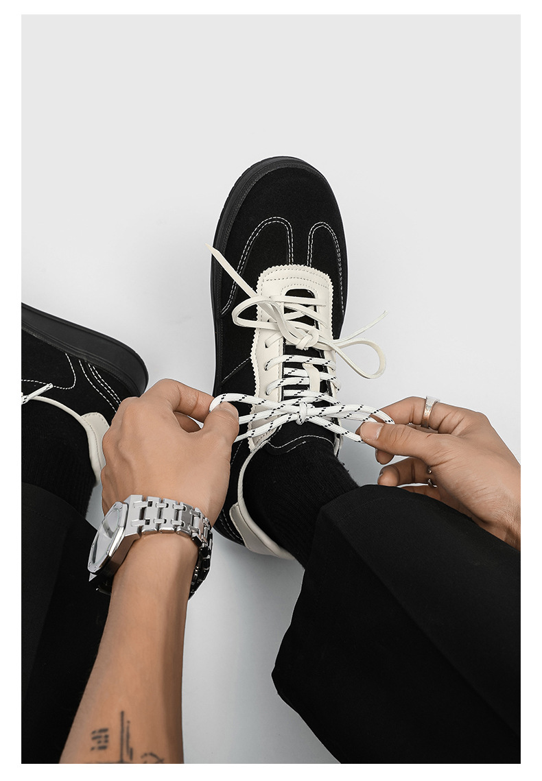 Men's Retro Suede Casual Sneakers with Double Laces