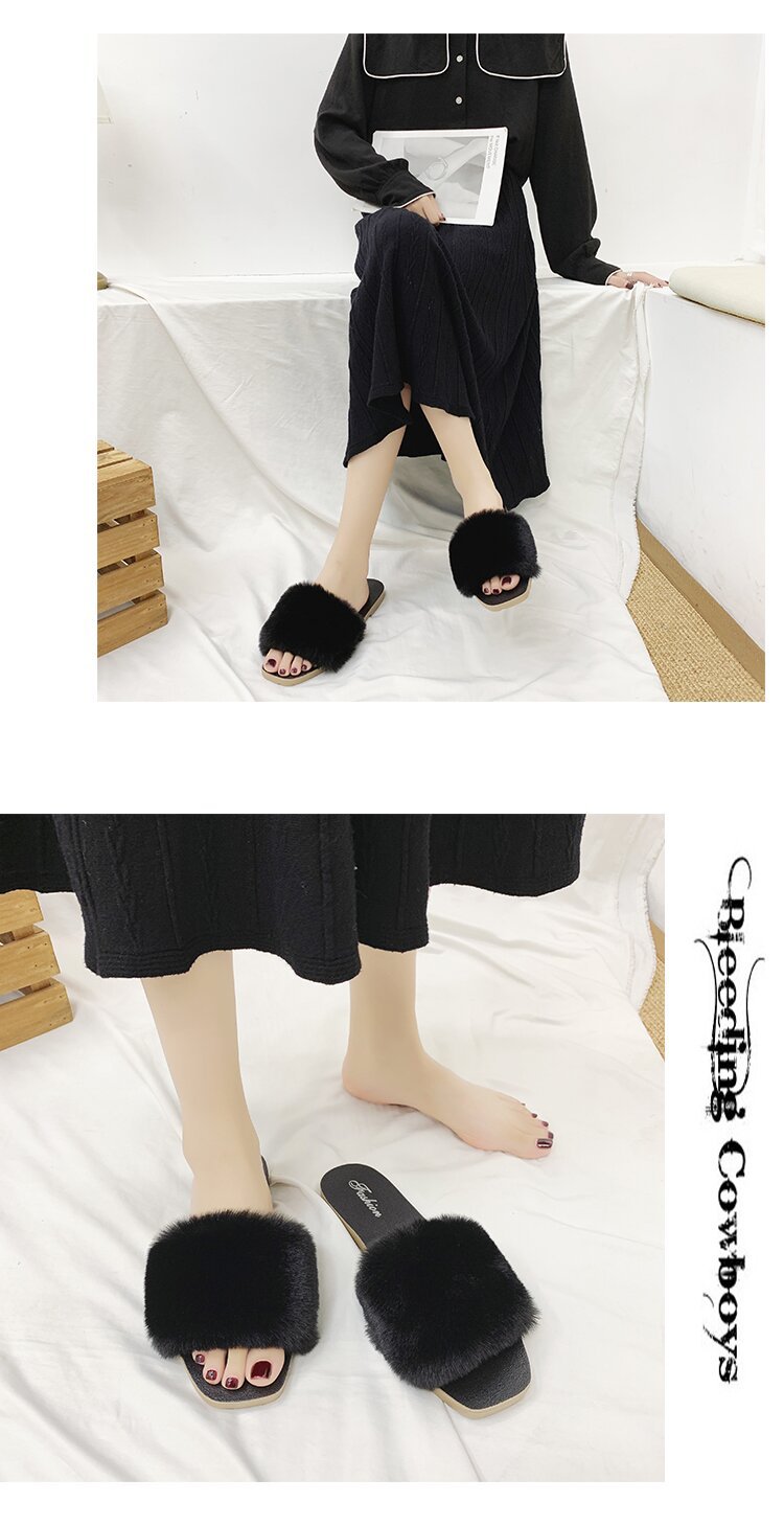 Pantuflas de mujer con suave pelo sintético