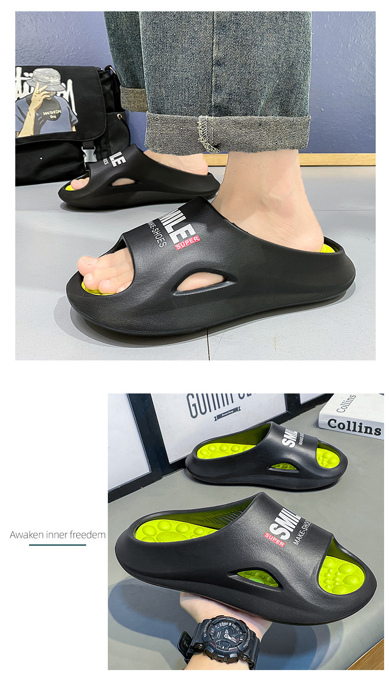 Unisex Thick Sole Massage Slippers Open Toe Slides